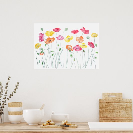 kleurrijke paprika's waterverf horizontaal poster (Keuken)