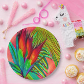 Kleurrijke Paradijsvogel Bloem Papieren Bordje (Feest)