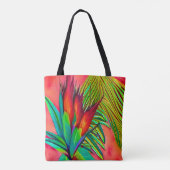 Kleurrijke Paradijsvogel Bloem Tote Bag (Achterkant)