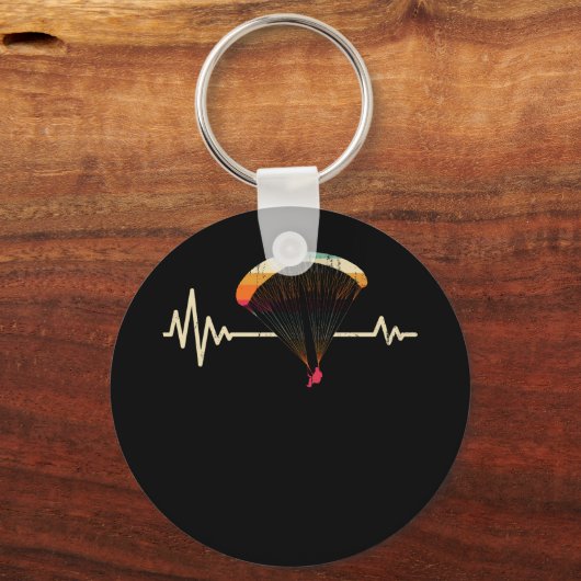 kleurrijke Paraglider hartslagzweefgetouwen Sleutelhanger (Voorkant)