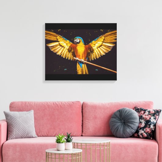Kleurrijke paraket Winged Bird Canvas Afdrukken (Insitu (Woonkamer))
