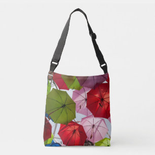 Kleurrijke paraplu-achtergrond crossbody tas