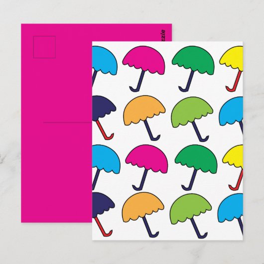 Kleurrijke paraplu briefkaart (Voorkant / Achterkant)