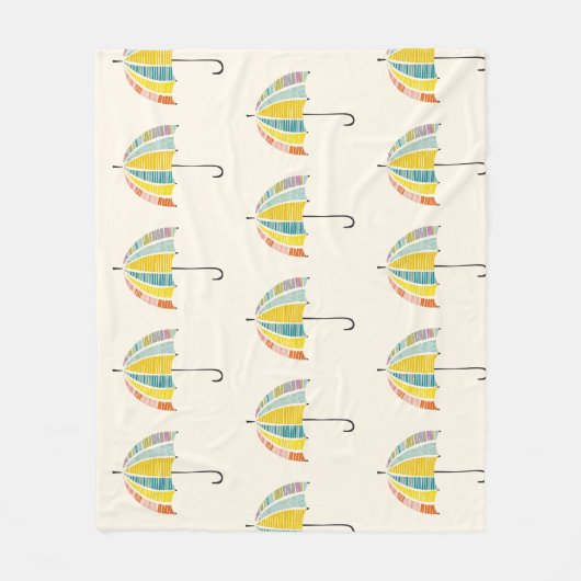 Kleurrijke paraplu – heldere en vrolijke regenacht fleece deken (Voorkant)