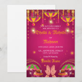 Kleurrijke paraplu Mehndi & Dholki Night Invitatio Kaart (Voorkant / Achterkant)