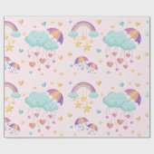 Kleurrijke paraplu met Schattigee wolken Cadeaupapier (Vlak)