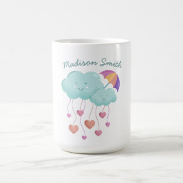 Kleurrijke paraplu met Schattigee wolken Koffiemok