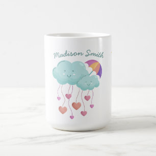 Kleurrijke paraplu met Schattigee wolken Koffiemok