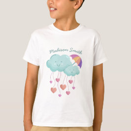 Kleurrijke paraplu met Schattigee wolken T-shirt