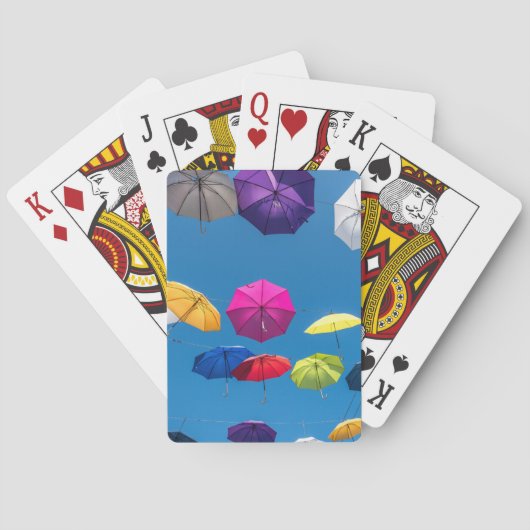 Kleurrijke paraplu poker speelkaarten (Achterkant)