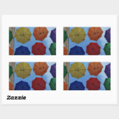 Kleurrijke paraplu rechthoekige sticker (Vel)