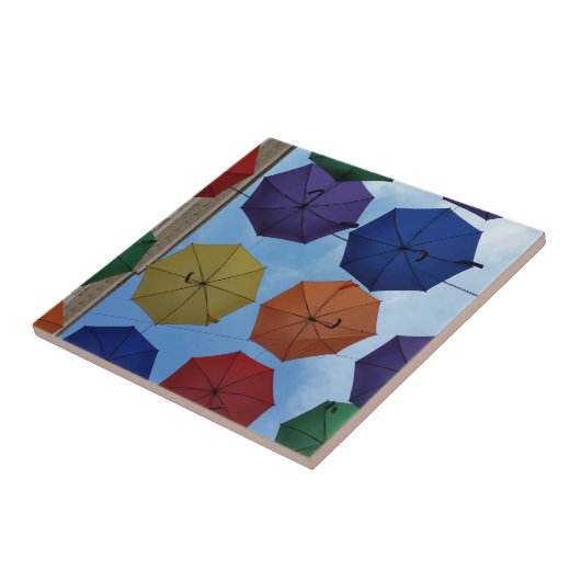 Kleurrijke paraplu tegeltje (Zijkant)