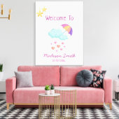 Kleurrijke Paraplu Verjaardag Kaart met Schattigee Canvas Afdruk (Insitu (Woonkamer))