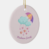 Kleurrijke Paraplu Verjaardag Kaart met Schattigee Keramisch Ornament (Rechts)