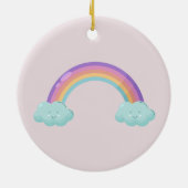 Kleurrijke Paraplu Verjaardag Kaart met Schattigee Keramisch Ornament (Achterkant)