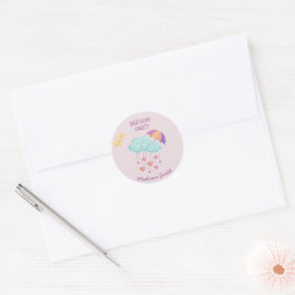 Kleurrijke Paraplu Verjaardag Kaart met Schattigee Ronde Sticker