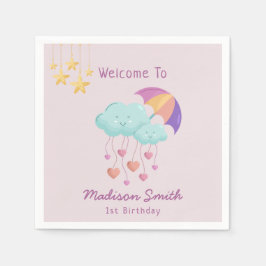 Kleurrijke Paraplu Verjaardag Kaart met Schattigee Servet