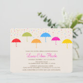 Kleurrijke Paraplu's Bruids Douche Uitnodiging (Staand voorkant)