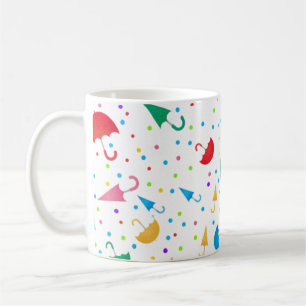 Kleurrijke paraplu's en confetti patroon koffiemok