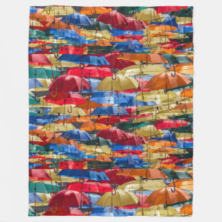 Kleurrijke paraplu's in de hemel blauw oranje rood fleece deken