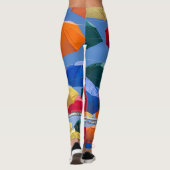Kleurrijke paraplu's in de hemel blauw oranje rood leggings (Achterkant)