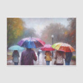 Kleurrijke paraplu's in Regen Decoupage Tissuepapier (Voorkant)