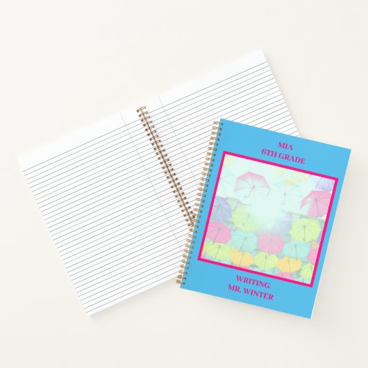 Kleurrijke Paraplu's Klas Leerling  Notitieboek (Binnen)