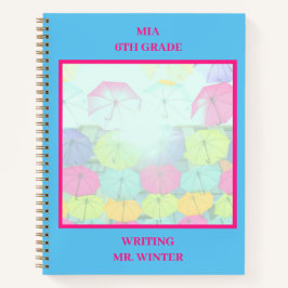 Kleurrijke Paraplu's Klas Leerling  Notitieboek
