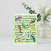 Kleurrijke paraplu's met vel muziekachtergrond briefkaart (Staand voorkant)
