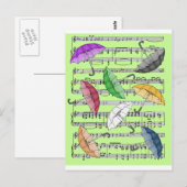 Kleurrijke paraplu's met vel muziekachtergrond briefkaart (Voorkant / Achterkant)