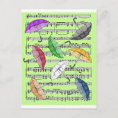 Kleurrijke paraplu's met vel muziekachtergrond briefkaart (Voorkant)