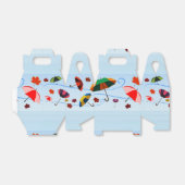 Kleurrijke paraplu's op blauw bedankdoosjes (Uitgevouwen)