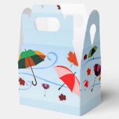 Kleurrijke paraplu's op blauw bedankdoosjes (Geopend)
