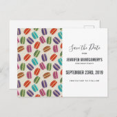 Kleurrijke Parijse Macarons Patroon Save the Date Briefkaart (Voorkant / Achterkant)
