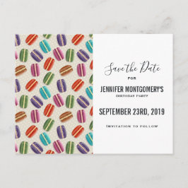 Kleurrijke Parijse Macarons Patroon Save the Date Briefkaart