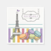 Kleurrijke Paris Macaron Eiffeltoren Monogram Papi Servet (Voorkant)