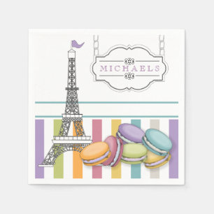 Kleurrijke Paris Macaron Eiffeltoren Monogram Papi Servet