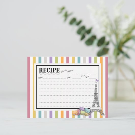 Kleurrijke Paris Macarons Eiffel Tower Recipcard Briefkaart (Staand voorkant)
