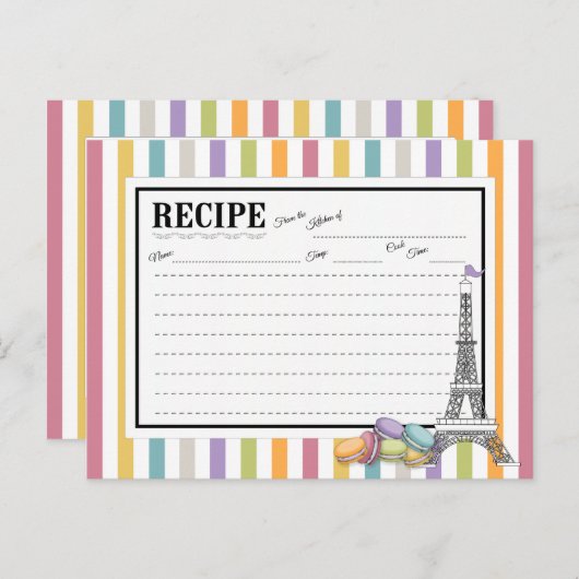 Kleurrijke Paris Macarons Eiffel Tower Recipcard Briefkaart (Voorkant / Achterkant)