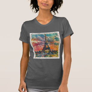 Kleurrijke Paris Sky postzegel T-shirt