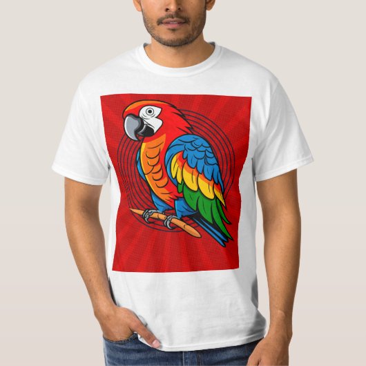Kleurrijke Parrot Bird T-shirt (Voorkant)