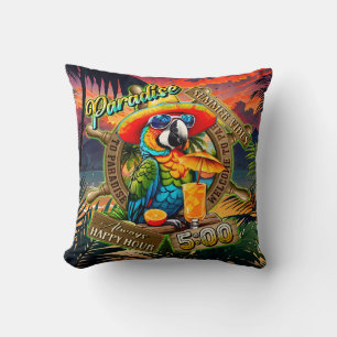 Kleurrijke Parrot Chill Drink Paradise Happy Hour Kussen