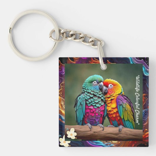 "Kleurrijke Parrot Delight" Sleutelhanger (Voorkant)