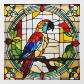 Kleurrijke Parrot Faux Glas in lood Raamsticker (Vel)
