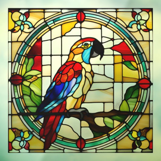 Kleurrijke Parrot Faux Glas in lood Raamsticker (Vel 3)
