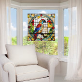 Kleurrijke Parrot Faux Glas in lood Raamsticker