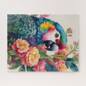 Kleurrijke Parrot Floral Waterverf Art Legpuzzel (Horizontaal)