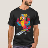 Kleurrijke Parrot Skiën Avontuur Winter Fun T-shirt (Voorkant)