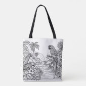 Kleurrijke Parrot Stof Potlood Art op Kleuren Tote Bag (Achterkant)