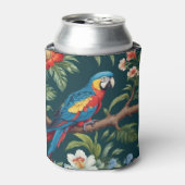 Kleurrijke Parrot Tropical Oerwoud Leaves Blikjeskoeler (Blikje Voorkant)